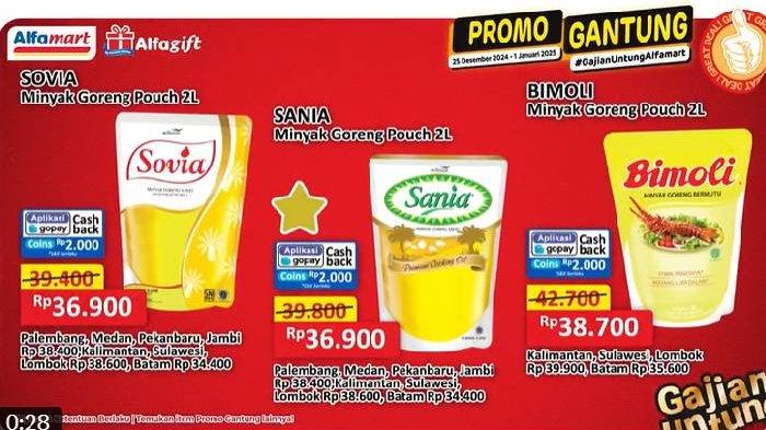 Harga minyak goreng sungguh sangat murah meriah, baik di akhir 2024 maupun di awal tahun 2025.
Jadi semeton Tribunners, jangan lewatkan promo dan diskon minyak goreng untuk anda berikut ini di Alfamart dan Indomaret ya.