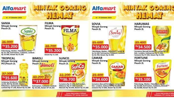 Promo minyak goreng hemat Alfamart hingga 17 Oktober 2024.