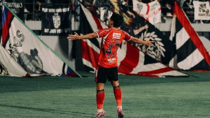 Rahmat Arjuna, penyerang sayap muda Bali United saat melakukan selebrasi gol ke gawang Persib Bandung pada 7 Januari 2025 lalu.