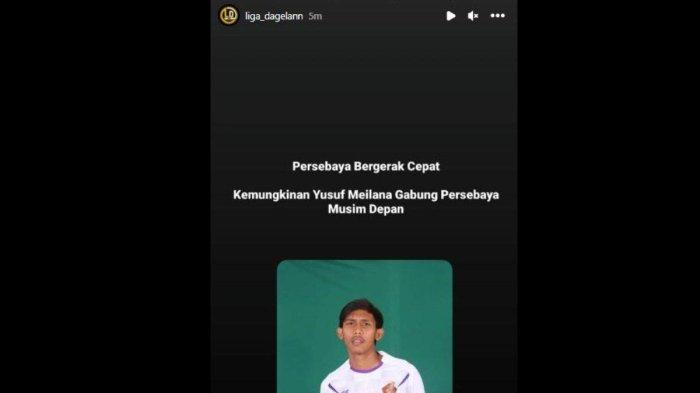 Rumor bek kiri Persik Kediri, yakni Yusuf Meilana dikabarkan bakal merapat ke Persebaya Surabaya di Liga 1 2024 mendatang, Selasa 12 Desember 2023.