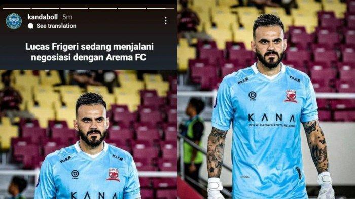 Rumor diliriknya kiper Madura United, yakni Lucas Frigeri oleh Arema FC jelang musim 2024/2025, Kamis, 9 Mei 2024. Instagram story @kandaboll