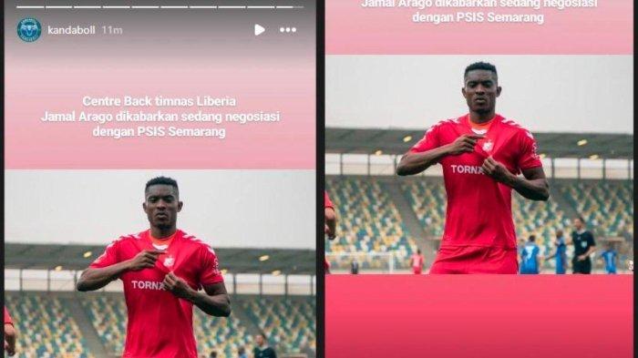 Rumor sosok Jamal Arago, bek Timnas Liberia yang masuk radar PSIS Semarang jelang musim 2024/2025 kelak, Jumat, 10 Mei 2024. Instagram story @kandaboll