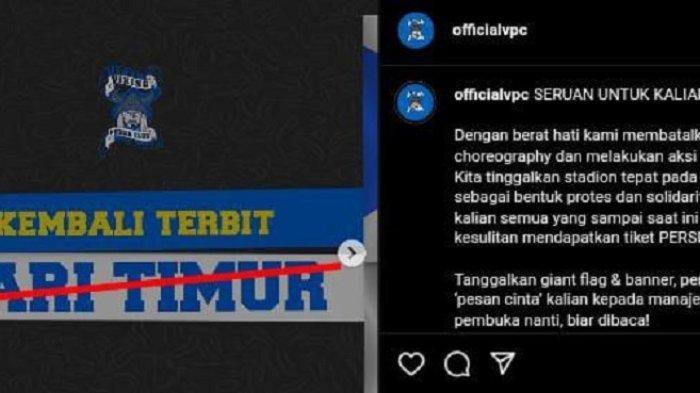 Seruan aksi boikot Viking Persib Club di laga perdana Persib Bandung vs Madura United di Stadion Gelora Bandung Lautan Api (GBLA).