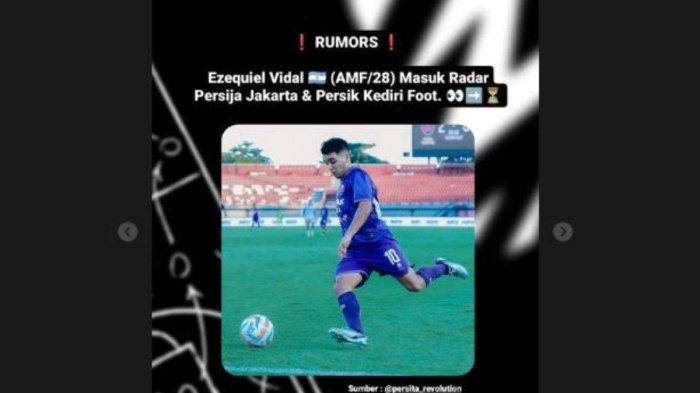 Sosok winger Persita Tangerang, Ezequiel Vidal yang kini masuk ke dalam lis belanja Persija Jakarta dan Persik Kediri.