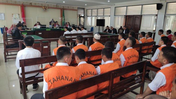 Ssbanyak 31 terdakwa kasus judi online menjalani sidang di PN Denpasar.
