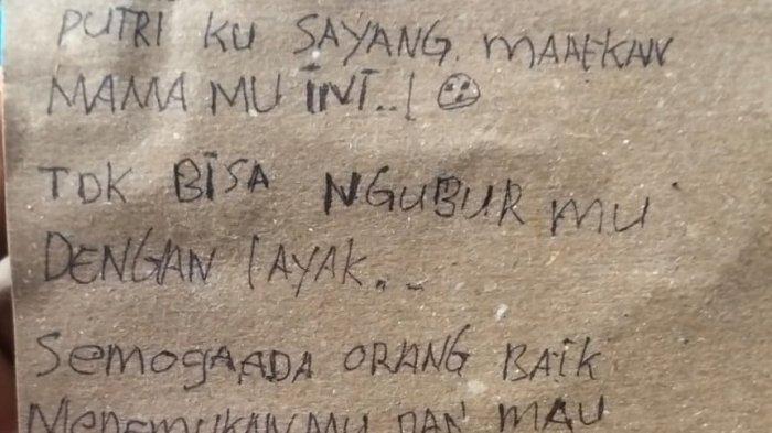 Surat dari orang tua bayi yang ditemukan di Kelurahan Sading, Pada Rabu 11 Desember 2024