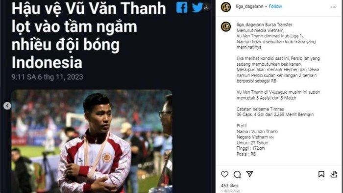 Bek kanan Timnas Vietnam, Vu Van Thanh yang namanya kini dikaitkan dengan Persib Bandung.