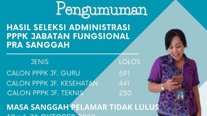Poster pengumuman hasil seleksi administrasi rekrutmen PPPK tahun 2023 di Jembrana.