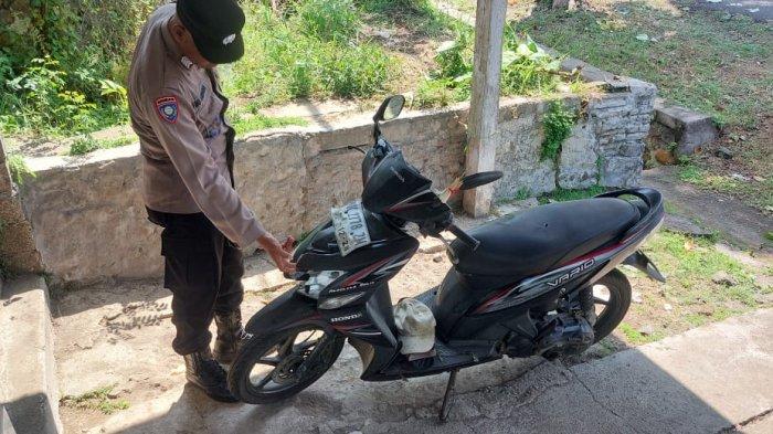 Barang Bukti - Suasana di lokasi kejadian seorang pengendara sepeda motor tertimpa pohon tumbang di jalur nasional Jalan Raya Denpasar-Gilimanuk wilayah Banjar Pasar, Desa Yehembang, Kecamatan Mendoyo, Jembrana, Minggu 1 September 2024.