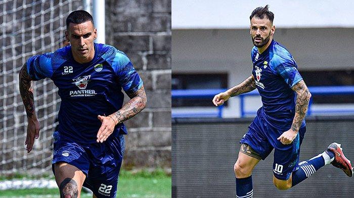 Kolase pemain baru Persib Bandung bek Alberto Rodriguez (kiri) dan gelandang Tyronne del Pino.