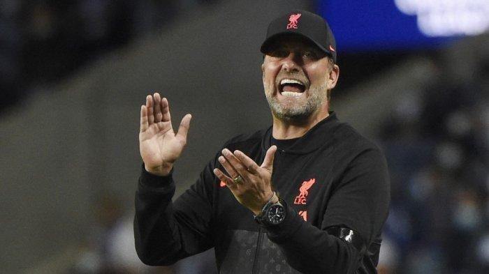 Pelatih Liverpool asal Jerman Jurgen Klopp bereaksi selama pertandingan sepak bola