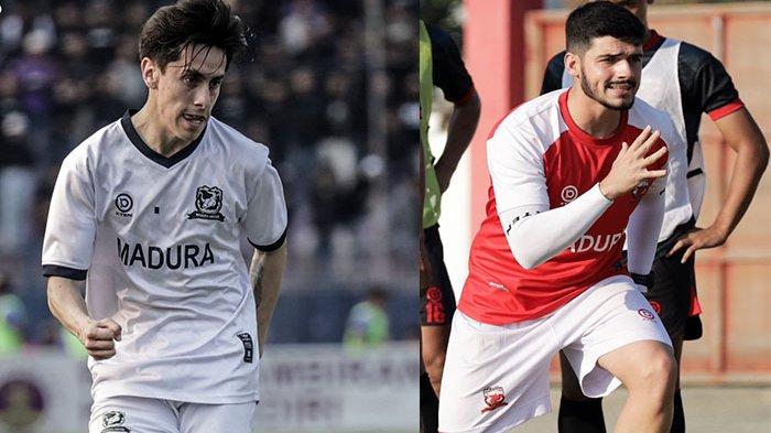 Pemain asing baru Madura United Francisco Rivera (kiri) dan Junior Brandao. Duel Persib Bandung vs Madura United: Lini Bek Luis Milla Bakal Diuji Duet Maut Meksiko & Brasil Ini