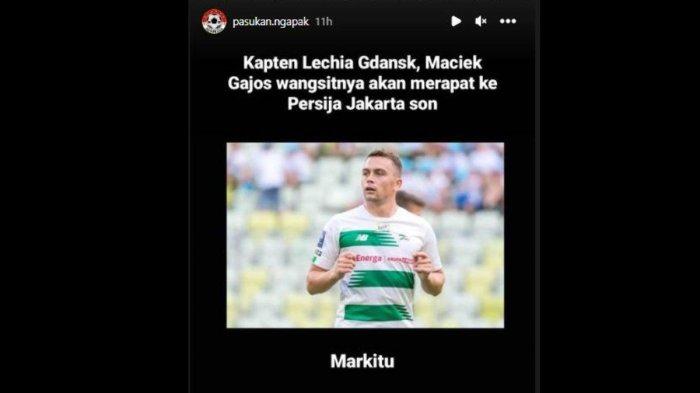 Rumor masuknya sosok Maciej Gajos ke lis belanja Persija Jakarta pada Liga 1 2023, Jumat 30 Juni 2023.