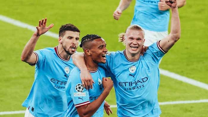 Selebrasi Erling Haaland dkk usai cetak gol di laga Manchester City vs Real Madrid di leg 2 semifinal Liga Champions di Stadion Etihad, Kamis 18 Mei 2023. Hasil Liga Champions Manchester City vs Real Madrid 4-0, Hancurkan Racikan Ancelotti Skuad Pep ke Final