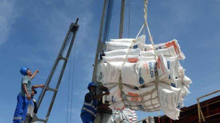 TURUNKAN BERAS - Pegawai menurunkn beras impor di Pelabuhan Tanjung Priok, Jakarta, baru-baru ini. Perum Bulog mengakui menerima denda akibat keterlambatan bongkar muat beras impor di Pelabuhan Tanjung Priok.