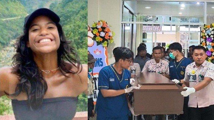 KOLASE FOTO - Foto kanan adalah tangkapan layar adalah foto Juliana yang diunduh di akun Instagram @resgatejulianamarins, pada Selasa 24 Juni 2025 via Tribun Lombok sedangkan foto kiri adalah foto peti mati jenazah Juliana di RS Bhayangkara Mataram pada 26 Juni 2025.