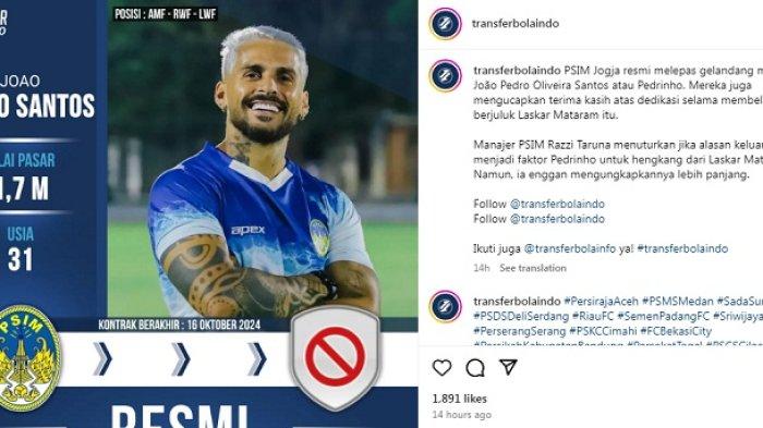 tangkaplayar instagram@indobolatranser Pedrinho
