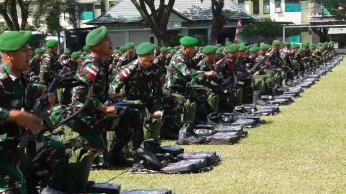 Suasana saat kegiatan pemeriksaan kesiapan operasi pengamanan perbatasan (Pamtas) personel Yonif 741/GN di Jembrana, Kamis 5 September 2024.