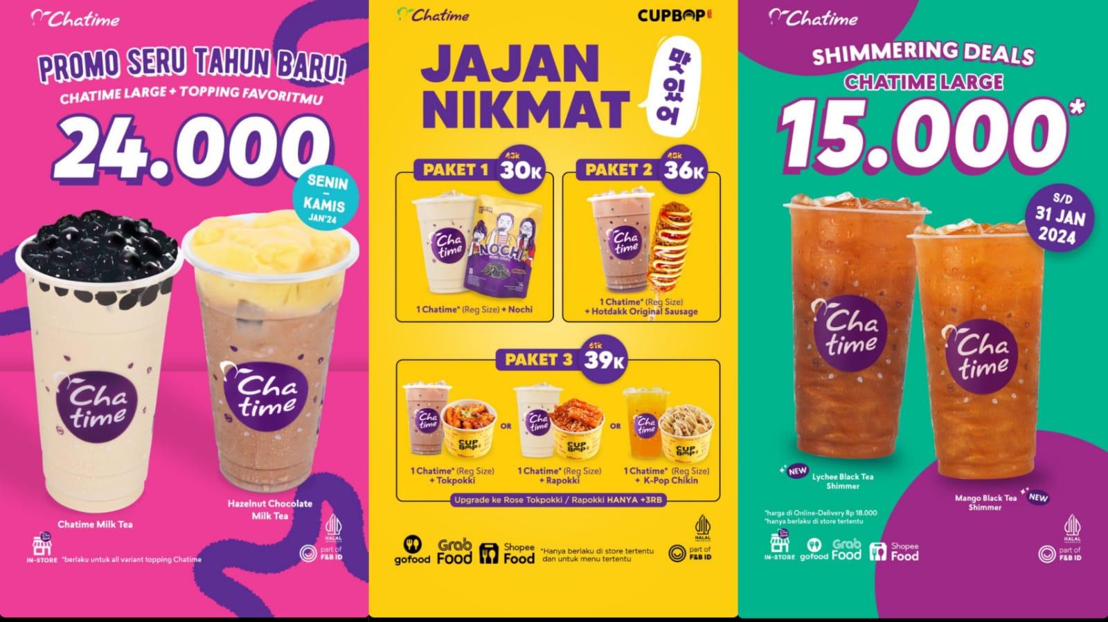 BARU! Promo Chatime JANUARI 2024, Nikmati Chatime Milk Tea Lengkap Dengan Topping Rp 24.000