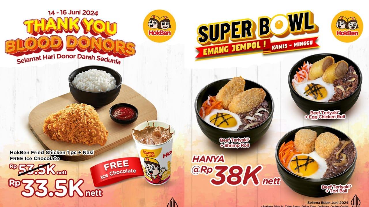 DISKON BESAR! Promo HokBen 15-16 Juni 2024, Beli Paket HokBen Fried Chicken Free Ice Chocolate