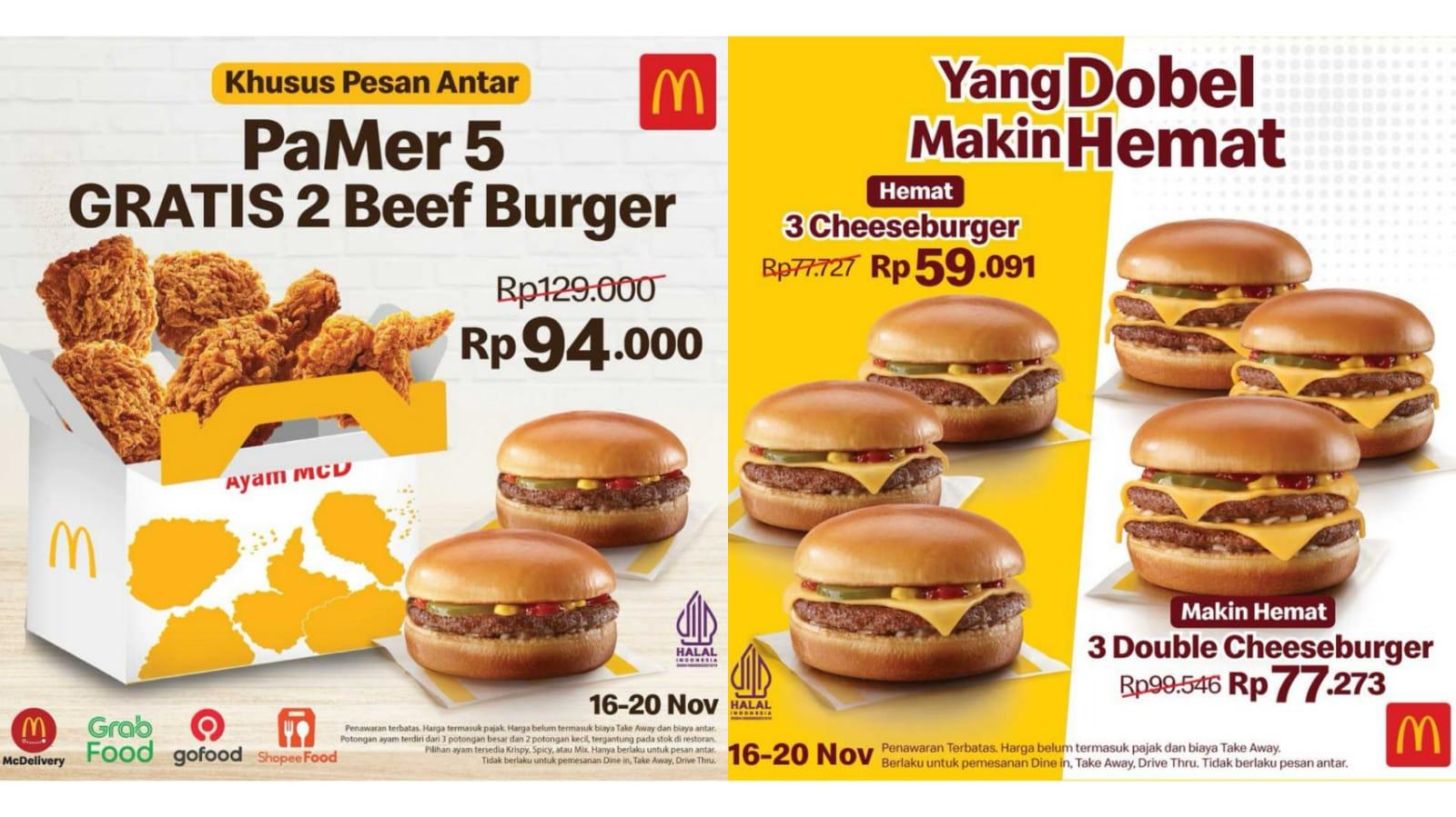 DISKON BESAR! Promo McD 19-20 November 2023, Nikmati 3 Cheeseburger Cuma Rp 59.091