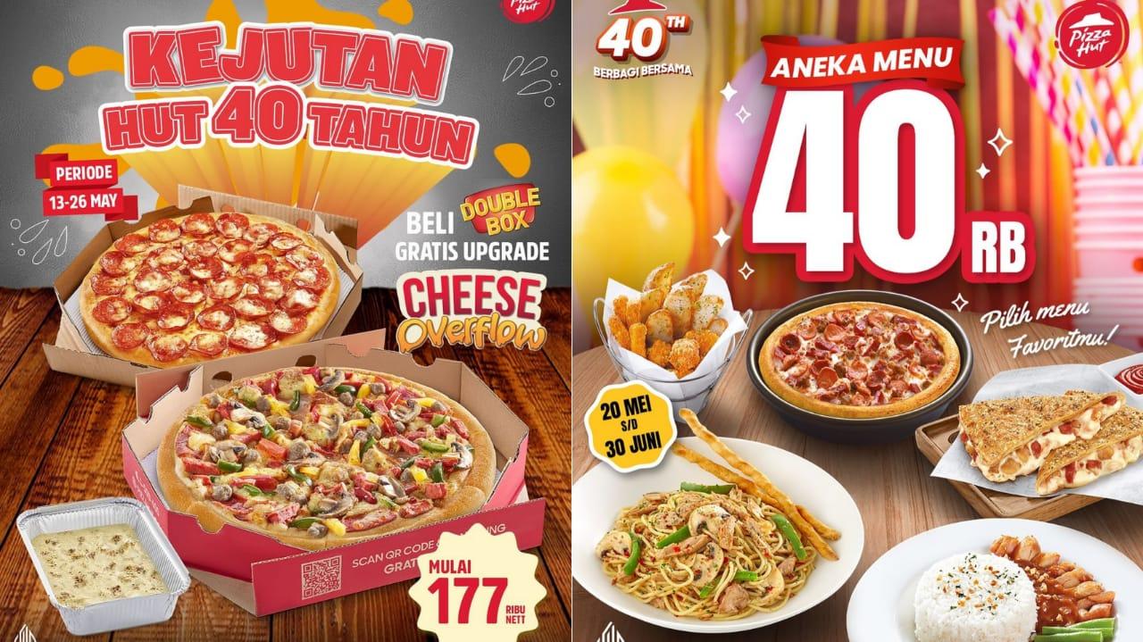DISKON BESAR! Promo Pizza Hut 20-26 Mei 2024, Double Box Pizza Regular Free Upgrade Cheese Overflow