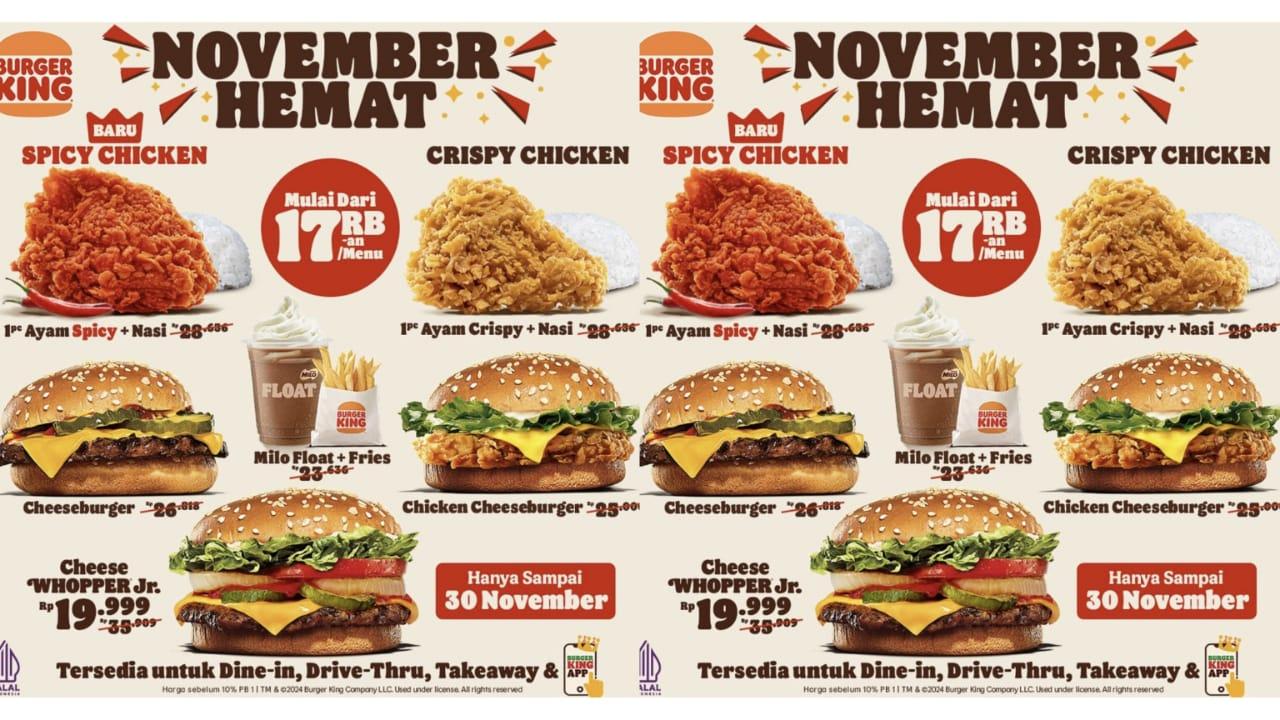 DISKON Meriah! Promo Burger King November 2024, Nikmati Lezatnya Cheese Whopper Jr. Rp 19.999