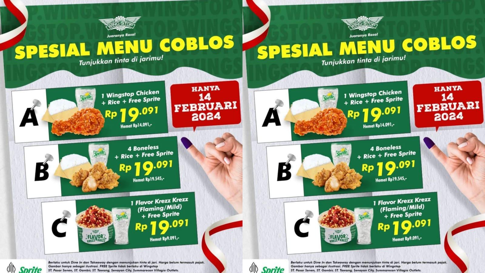 DISKON Pemilu! Promo Wingstop Hari Ini 14 Februari 2024, Nikmati Paket B Hanya Rp 19 Ribuan