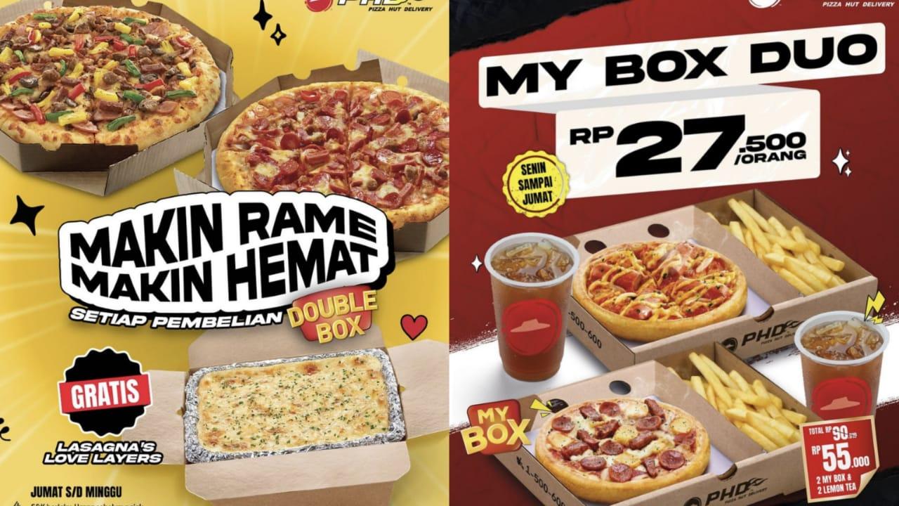 DISKON Pizza Hut Delivery 17-29 November 2024, My Box Duo + 2 Lemon Tea Rp 27.500 Per Orang