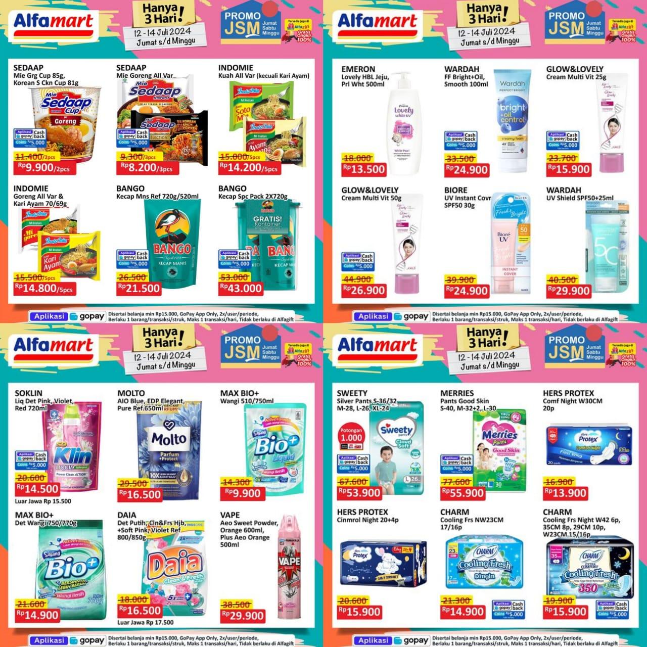 PROMO JSM Alfamart 13-14 Juli 2024, Minyak Goreng Harumas 2L Rp 33.800, Sovia Rp 33.400