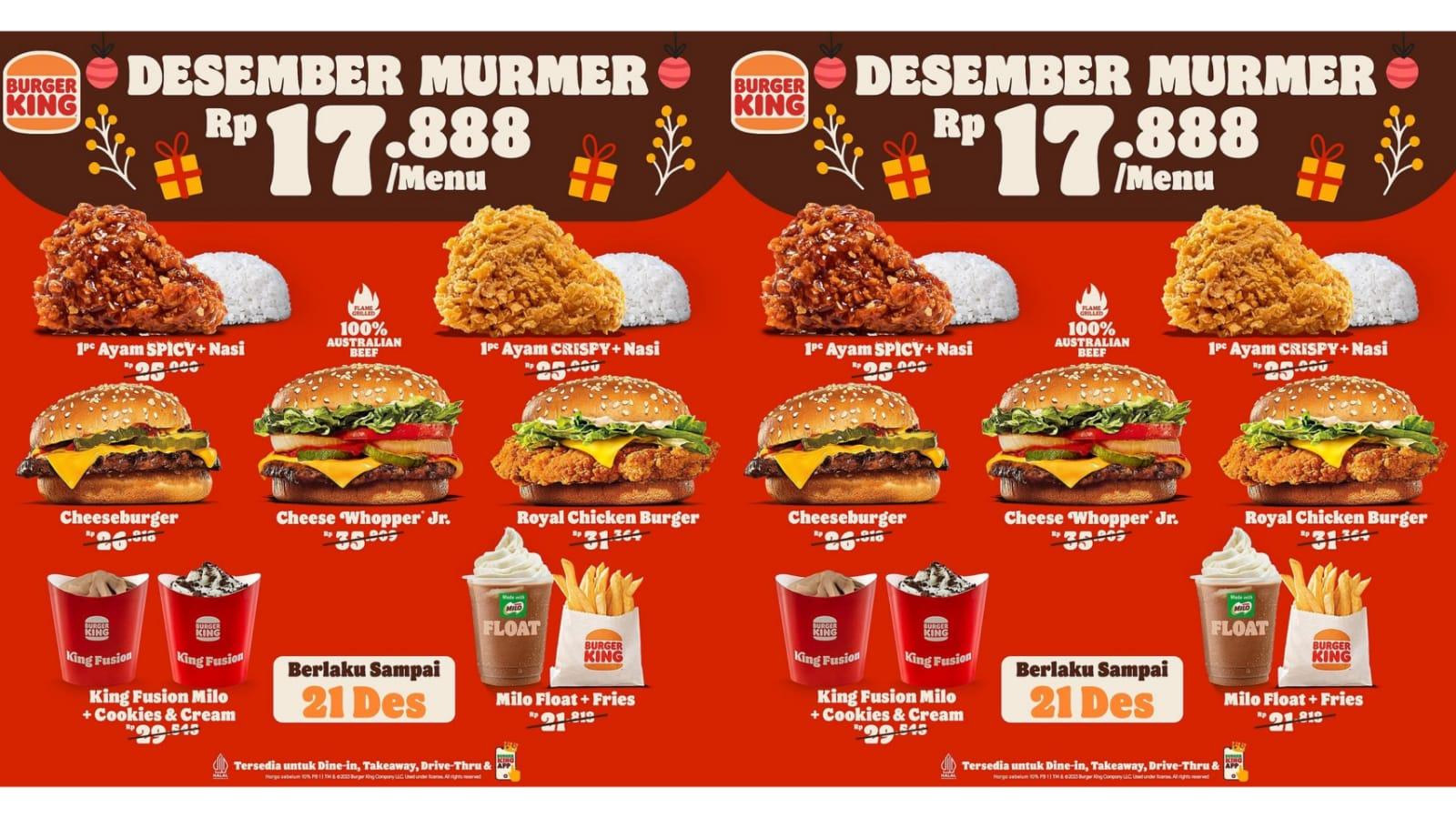 Jelang NATAL! Promo Burger King 20-21 Desember 2023, Nikmati Royal Chicken Burger Rp 17 Ribuan