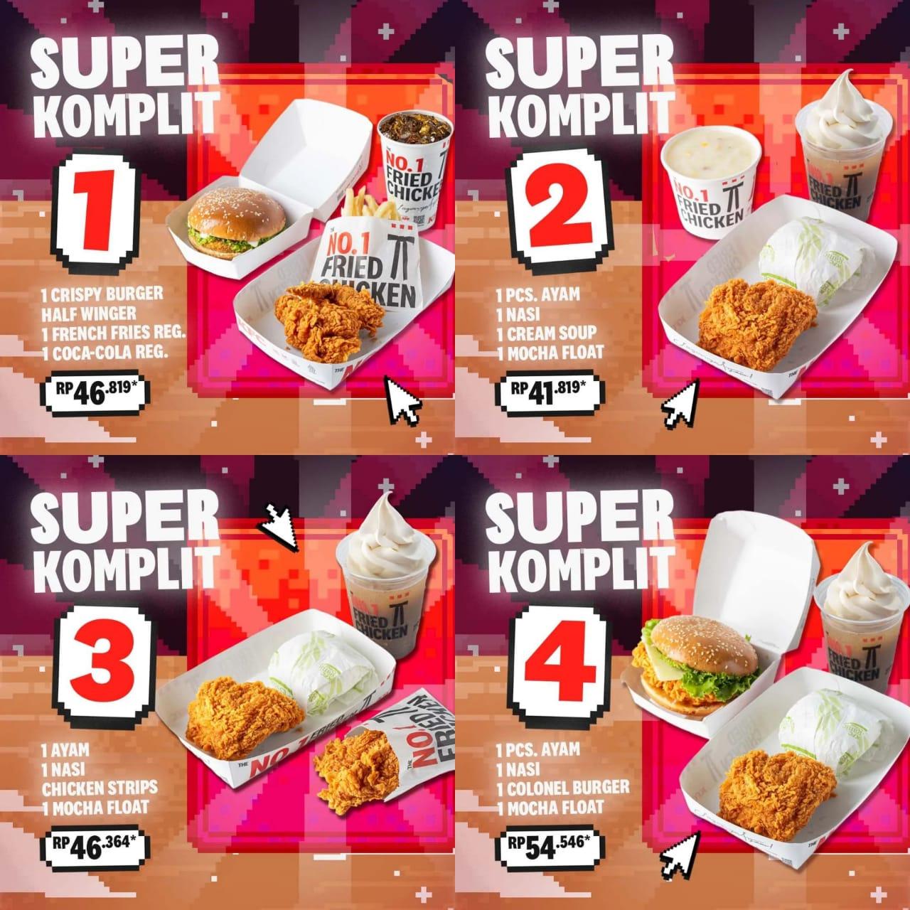 KOMPLIT! Promo KFC 21-31 Mei 2024, 1 Ayam Goreng + 1 Nasi + 1 Soup + 1 Mocha Float Rp 41 Ribuan