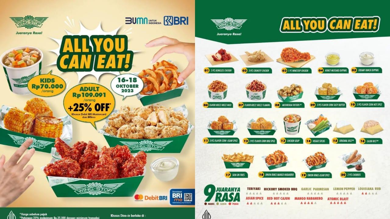 NEW! Promo Wingstop 16-18 Oktober 2023, Dapatkan Diskon 25 Persen Untuk All You Can Eat Via BRI