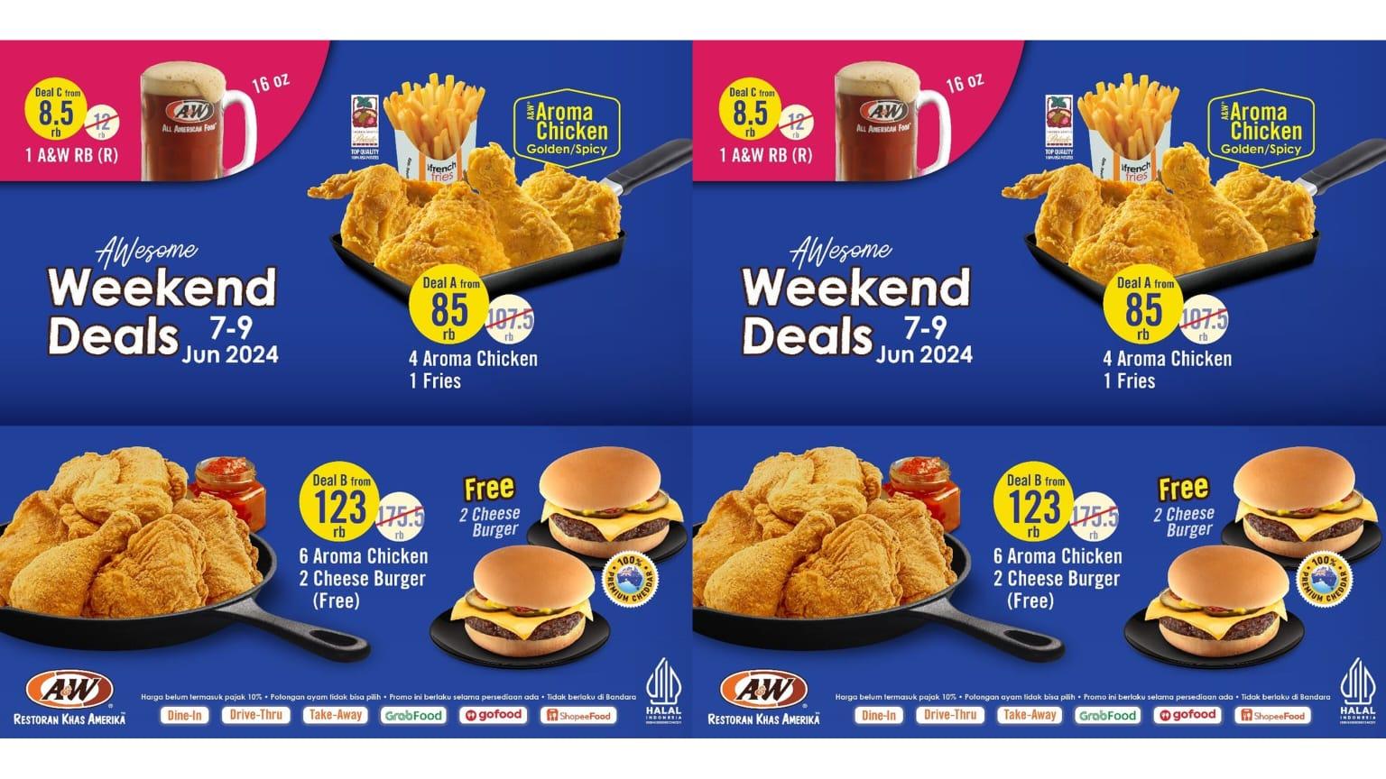 PASTI HEMAT! Promo AW Restoran 8-9 Juni 2024, Dapatkan 4 Aroma Chicken + 1 Fries Rp 85.000