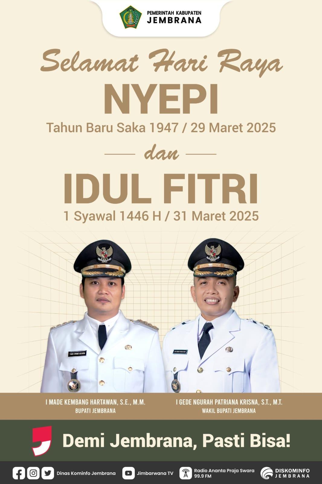 Pemkab Jembrana Mengucapkan Selamat Hari Raya Nyepi dan Idul Fitri