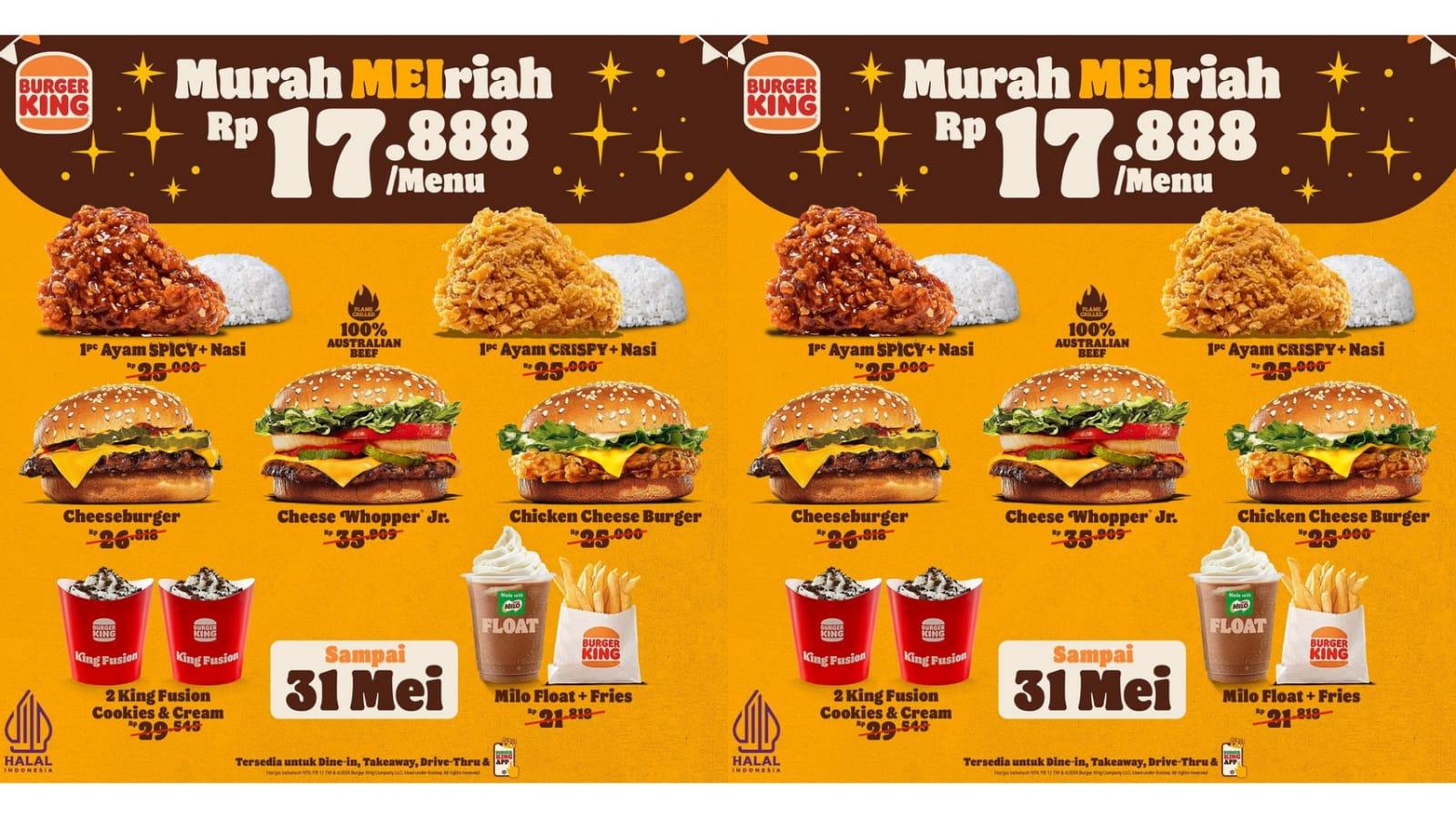 HEMAT BANGET! Promo Burger King Mei 2024, 1 Ayam Spicy dan Nasi Rp 17 Ribuan