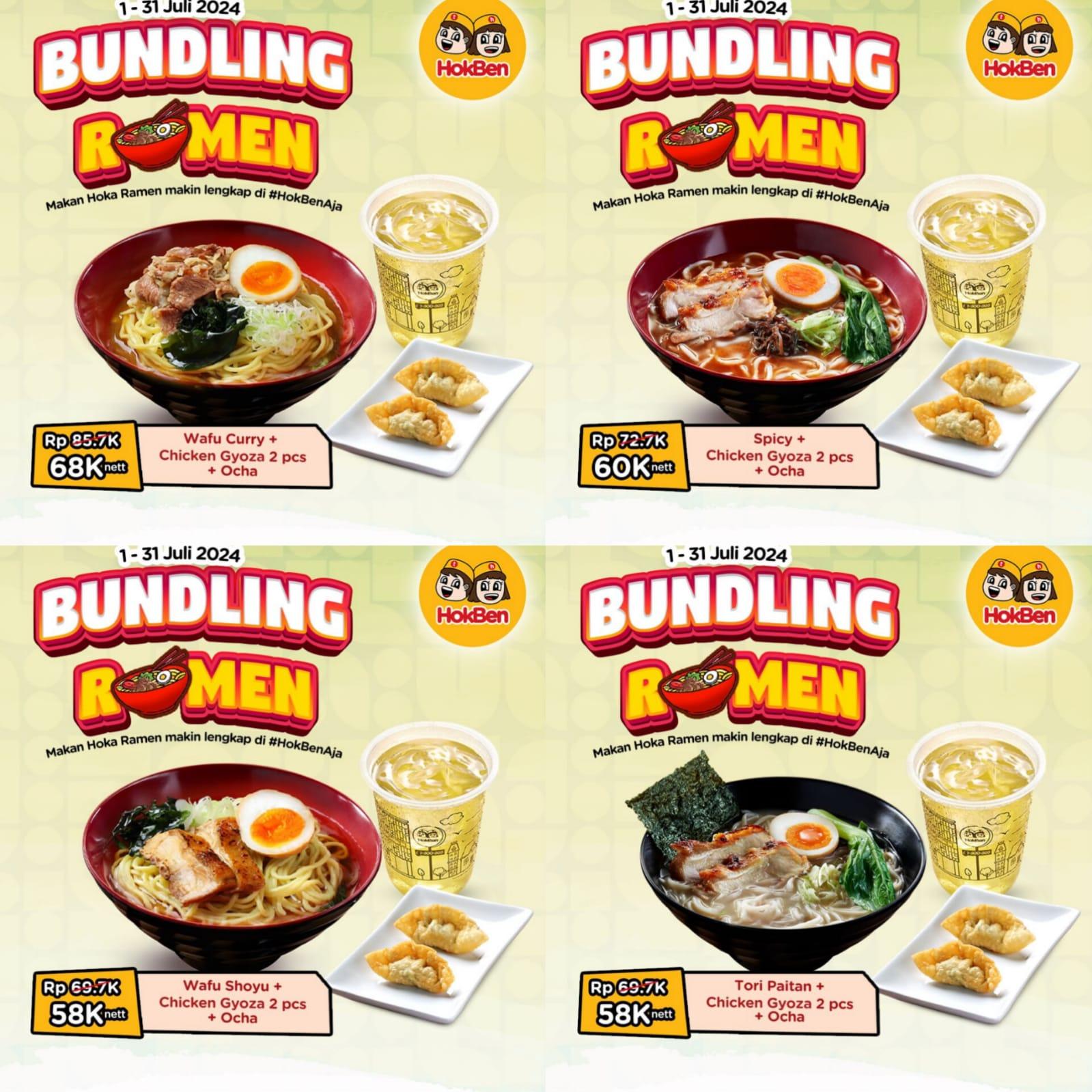 MURAH! Promo HokBen 30-31 Juli 2024, Beli 2 Hoka Ramen Large Tebus Egg Chicken Roll Rp 20 Ribu