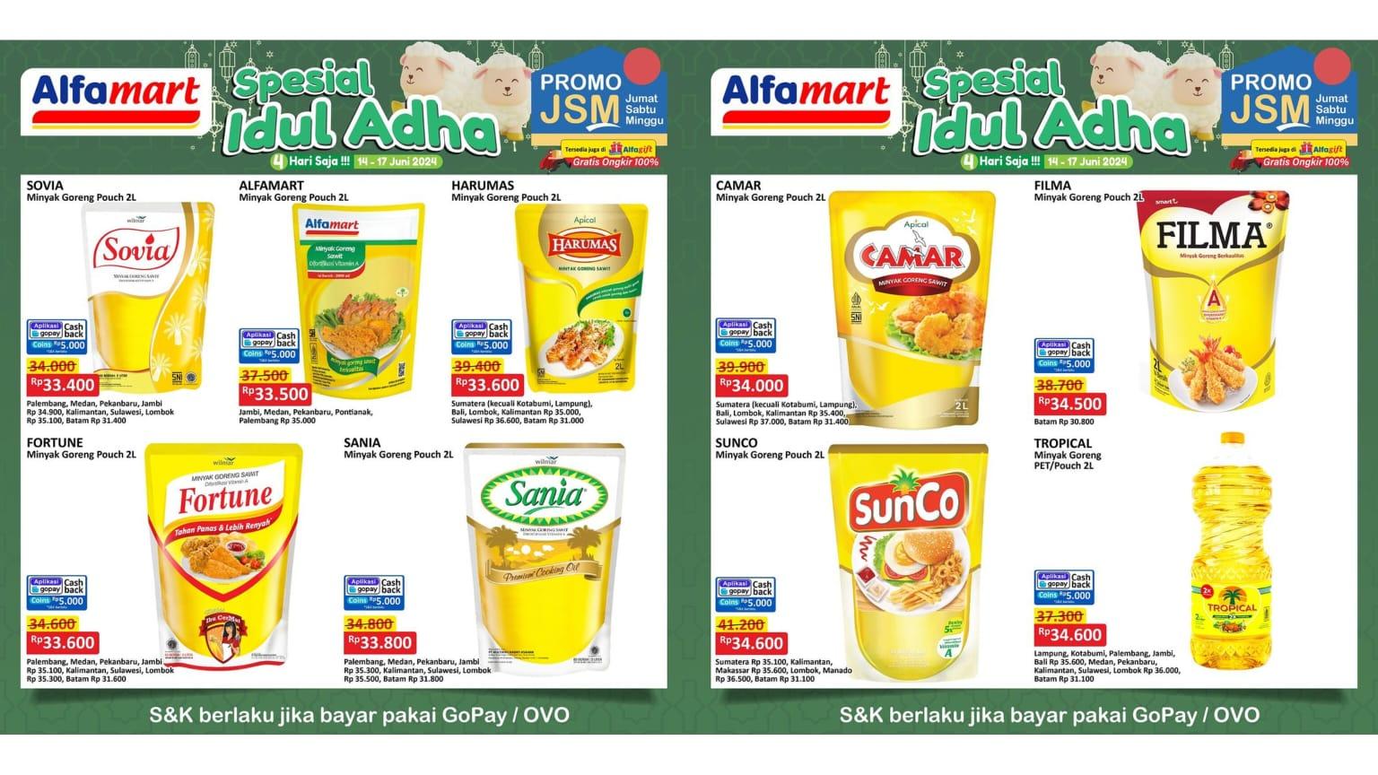 NIKMATI Promo Khusus Idul Adha Alfamart Hari Ini 17 Juni 2024, Minyak Goreng Sania 2L Rp 33.800