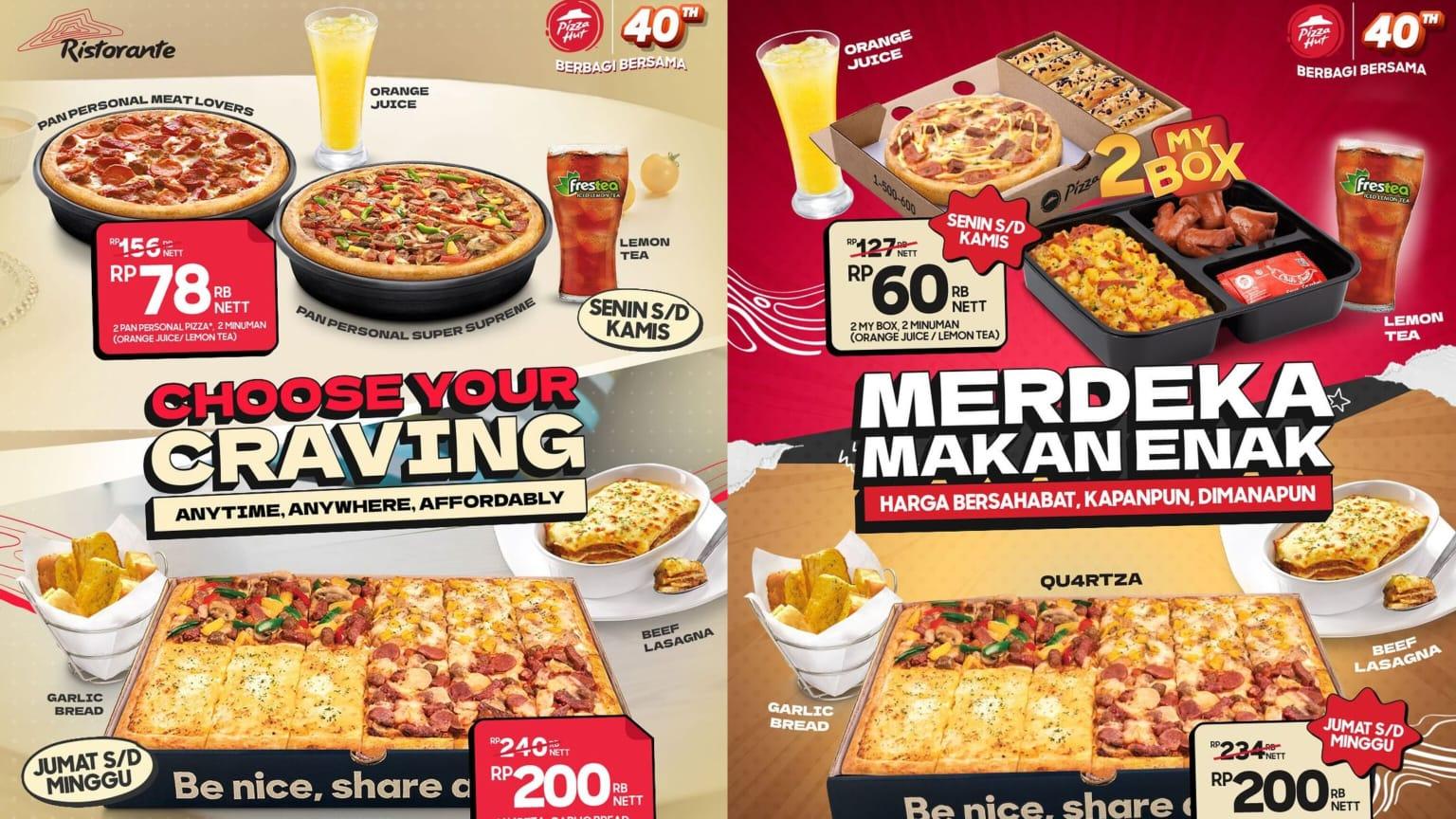 SPESIAL! Promo Pizza Hut 4-31 Agustus 2024, Nikmati 2 My Box + 2 Orange Juice Rp 60 Ribuan