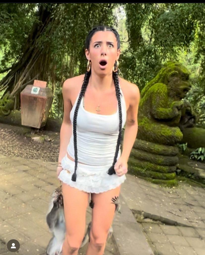 Tangkapan layar postingan wisatawan asing di Instagram @jamigroves saat berkunjung ke wisata alam berisi kera di Bali - Viral Turis Digigit Kera di Bali Diminta Biaya Vaksin Rabies 97 Juta, ARSSI Sarankan Lapor ke Dinkes
