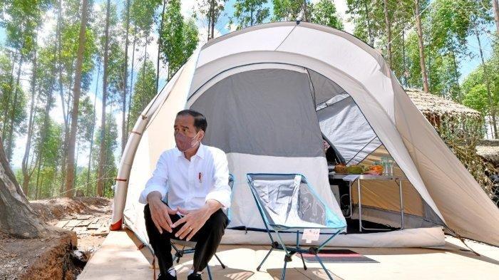 Presiden Joko Widodo (Jokowi) berkemah di Ibu Kota Negara (IKN), Nusantara di Kecamatan Sepaku, Penajam Paser Utara, Kalimantan Timur, Senin (14/3/2022)