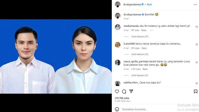 Foto background biru Sarah Maria dan Dokter Okky Pratama