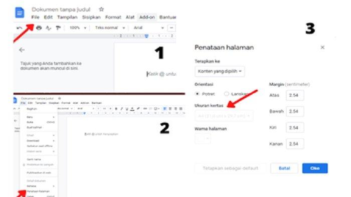 Cara mengatur ukuran kertas di Google Docs