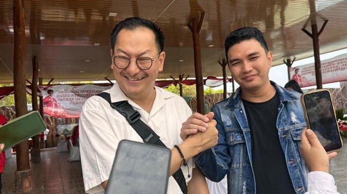 Isyak Meirobie dan Aldi Taher saat hadir dalam pelantikan pengurus DPW PSI Provinsi Kepulauan Bangka Belitung Selasa (13/8/2024) di Batu Bedaun Resort Sungailiat Kabupaten Bangka.