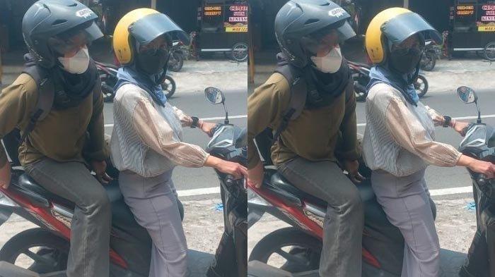 Dini Nur Kholisah, mahasiswi Unnes sedang mengantar custumer melalui layanan jasa antar-jemput dan jasa titip.