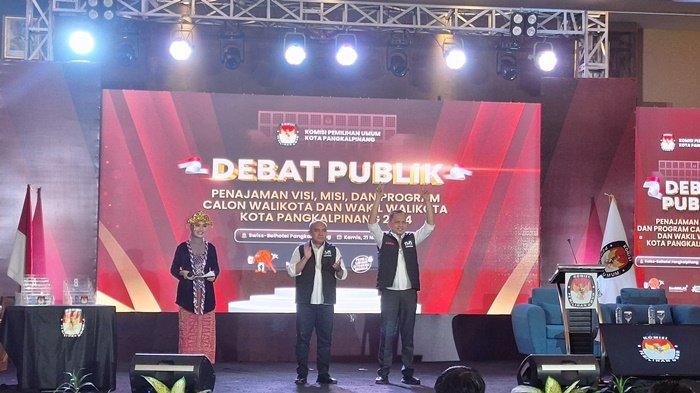 suasana debat publik penajaman visi, misi dan program calon Walikota dan Wakil Walikota  Pangkalpinang tahun 2024, pada Kamis (21/11/2024) malam di Swissbel-Hotel Pangkalpinang.