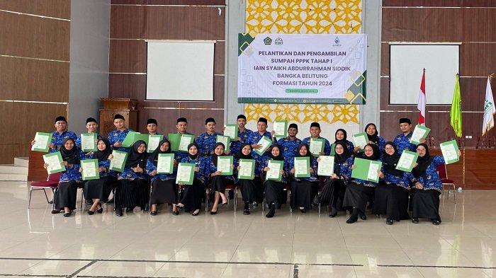 PPPK IAIN SAS BABEL -- Sebanyak 26 Pegawai Pemerintah dengan Perjanjian Kerja (PPPK) Tahap 1 Formasi Tahun 2024 di IAIN SAS Babel resmi dilantik oleh Menteri Agama RI yang digelar secara daring, Senin (26/5/2025).