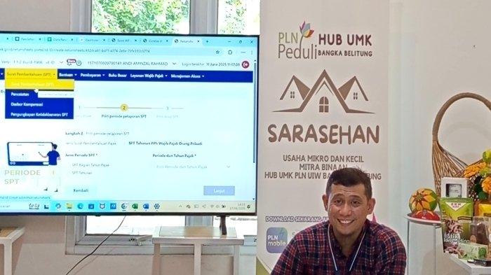 Narasumber dari KKP Pratama Bangka, Andi Amrizal menyampaikan materi tentang pengolahan keuangan dan pajak bagi UMKM mitra binaan Hub UMK PLN Babel