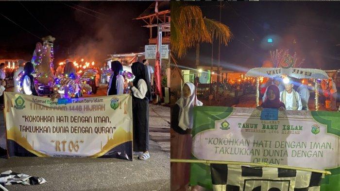 Berfoto bersama para pendamping dalam acara pawai obor desa Sempan pada Selasa (09/07/2024) malam