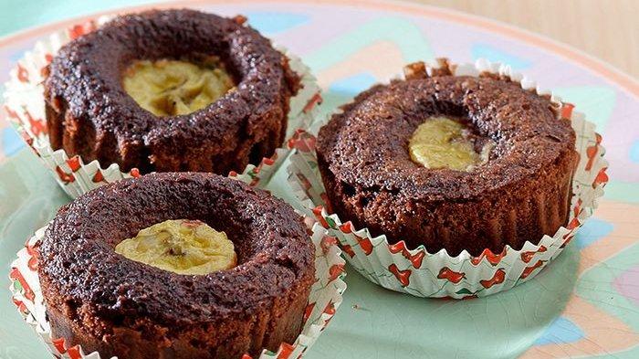 Sajian Brownis Cokelat Pisang Kukus.